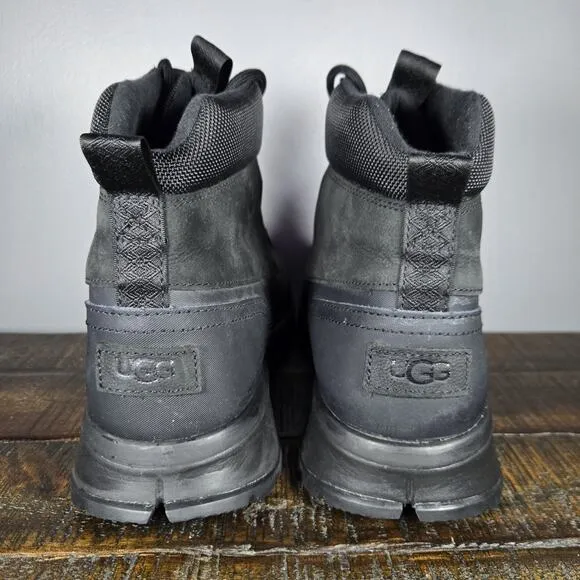 UGG Black Emmett Mens Size 11 Leather Waterproof Lace Up Duck Boots Back