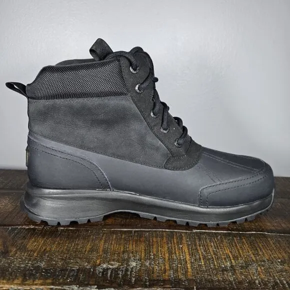 UGG Black Emmett Mens Size 11 Leather Waterproof Lace Up Duck Boots Back