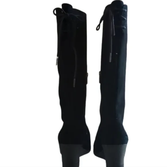 UGG BLACK SUEDE TALL WEDGE BOOTS EUC SIZE 6