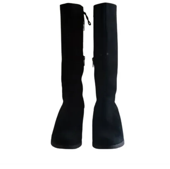 UGG BLACK SUEDE TALL WEDGE BOOTS EUC SIZE 6