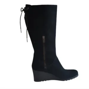 UGG BLACK SUEDE TALL WEDGE BOOTS EUC SIZE 6