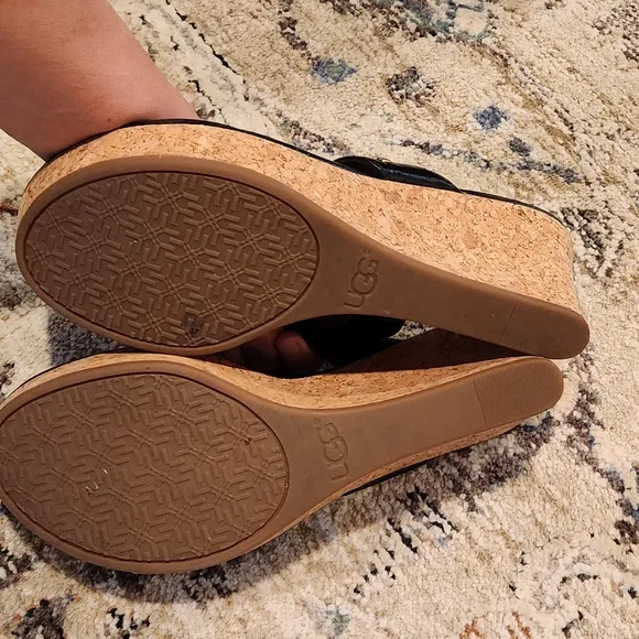 UGG Black Wedge Sandals Size 9.5