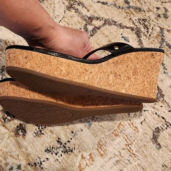 UGG Black Wedge Sandals Size 9.5