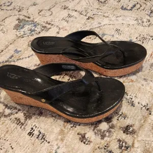 UGG Black Wedge Sandals Size 9.5