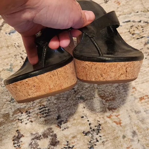 UGG Black Wedge Sandals Size 9.5