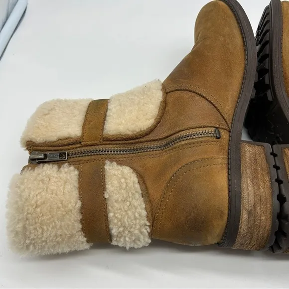 UGG Blayre Short Boots Women's 8 Suede Sherpa‎ Lined Buckle