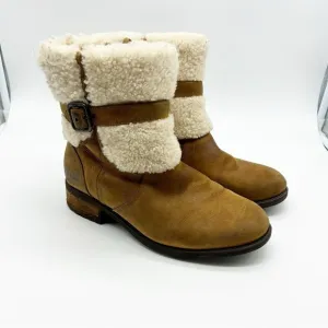 UGG Blayre Short Boots Women's 8 Suede Sherpa‎ Lined Buckle