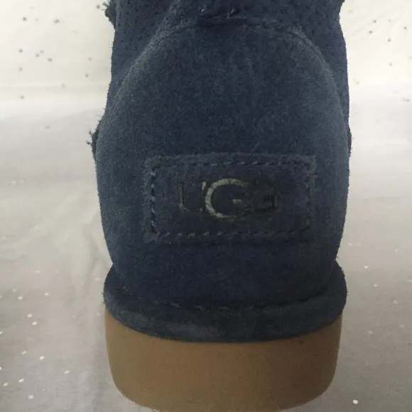 Ugg Blue Suede Perforated Mini Short Ankle Boots - Size 7 Unlined Rubber Sole