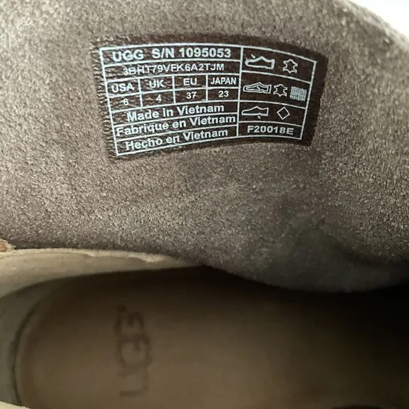 UGG Bootie Women 6M Brown Suede Short Ankle Boots Stacked Heel