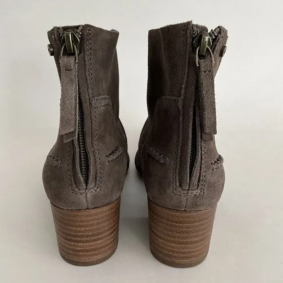 UGG Bootie Women 6M Brown Suede Short Ankle Boots Stacked Heel