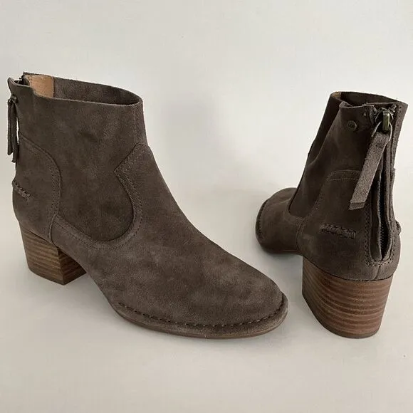 UGG Bootie Women 6M Brown Suede Short Ankle Boots Stacked Heel