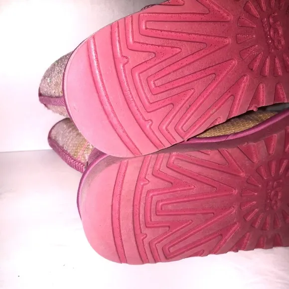 Ugg Boots Size 7 Pink Sequin Authentic Ugg Australia Short Sparkle