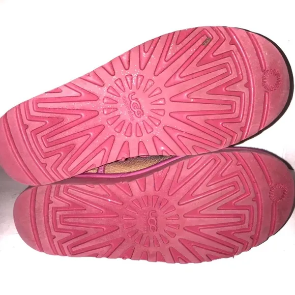 Ugg Boots Size 7 Pink Sequin Authentic Ugg Australia Short Sparkle