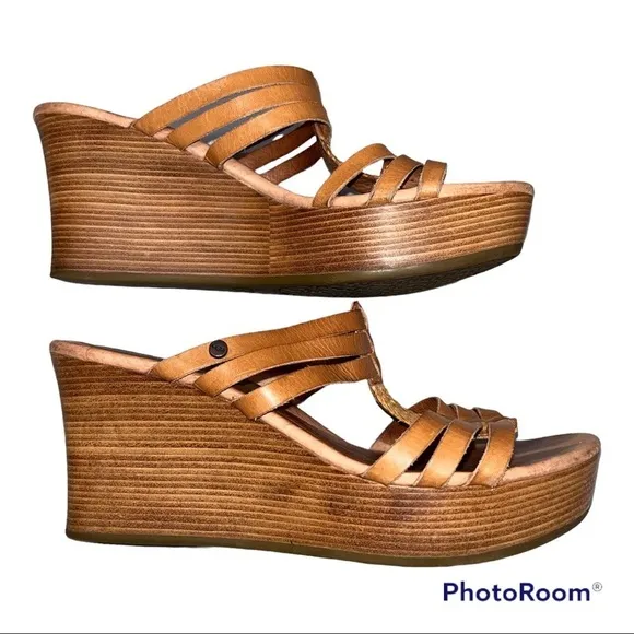 Ugg Brown Leather Wedge Sandals