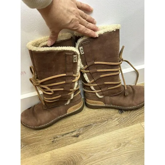 Ugg Brown Tall Boots‎ 1634 CATALINA Brown Leather Sheepskin Size 7