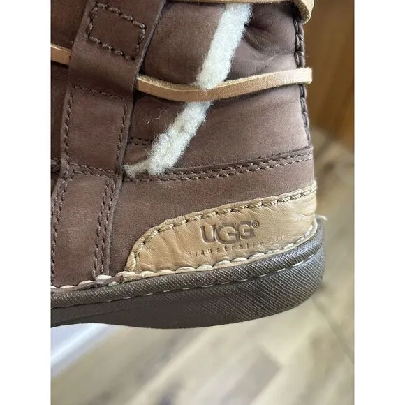 Ugg Brown Tall Boots‎ 1634 CATALINA Brown Leather Sheepskin Size 7
