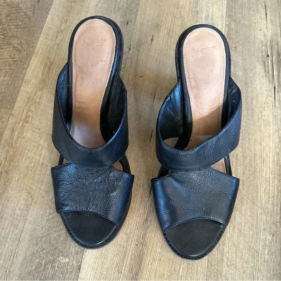 UGG Celia Leather Block Heel Sandals