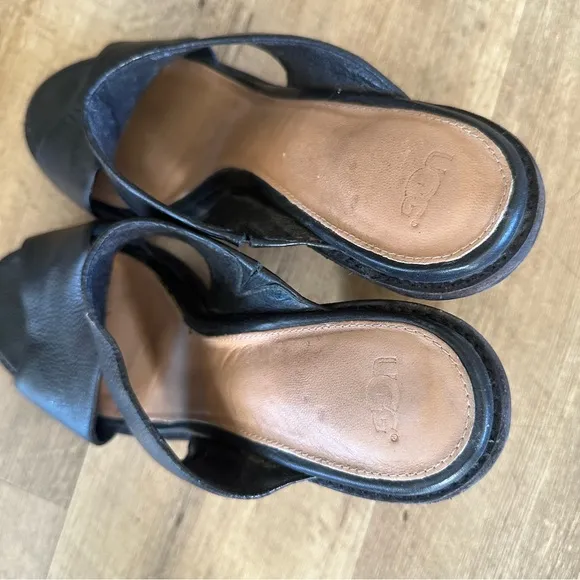 UGG Celia Leather Block Heel Sandals