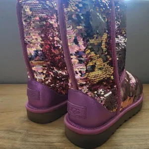UGG Classic Pink Short Sequin Boots Womens Sz 10 | NEW w/ Box