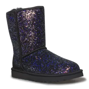 UGG CLASSIC SHORT COSMOS PURPLE BLACK SPARKLE BOOTS leather sheepskin RARE sz 7