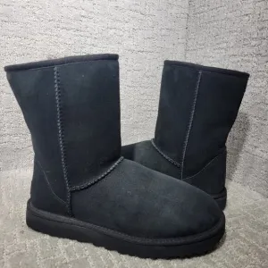 UGG Classic Short II Women's Size 8 US Black Suede Shearling Boots 1016223