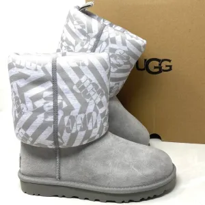 UGG Classic Short Jersey Stripe Gray Suede Boots Winter Women's Size 1138431 SEL