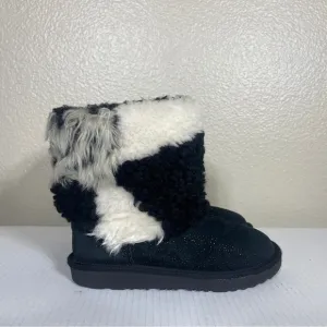 UGG Classic Short Patchwork Fluff Boot Black Youth Size 2