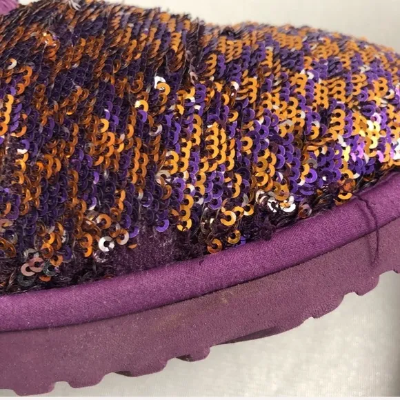 UGG Classic short purple reversible sequin boots 5