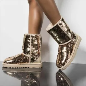 UGG Classic Short Sequin Bling Sparkle Boots Size 8 9 NEW
