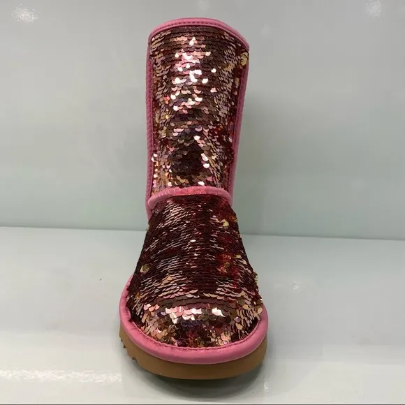 UGG | Classic Short Sequin Boots In Pink New In Box