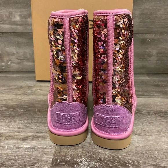 UGG | Classic Short Sequin Boots In Pink New In Box