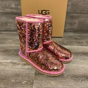 UGG | Classic Short Sequin Boots In Pink New In Box