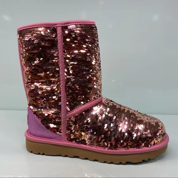 UGG | Classic Short Sequin Boots In Pink New In Box