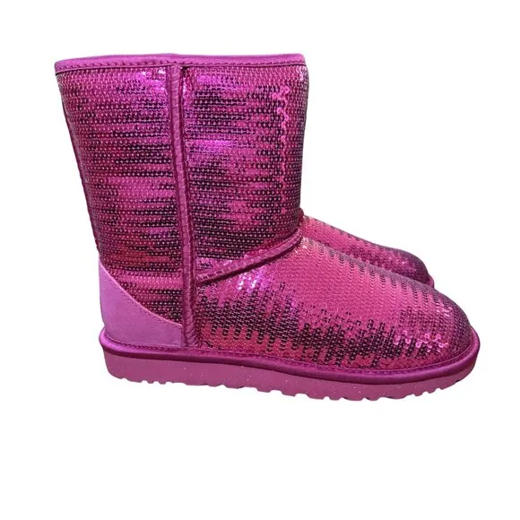 UGG Classic Short Sparkles Boots - Fuchsia - Size 6 - NIB