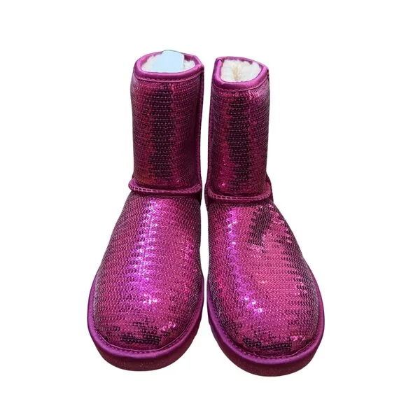 UGG Classic Short Sparkles Boots - Fuchsia - Size 6 - NIB
