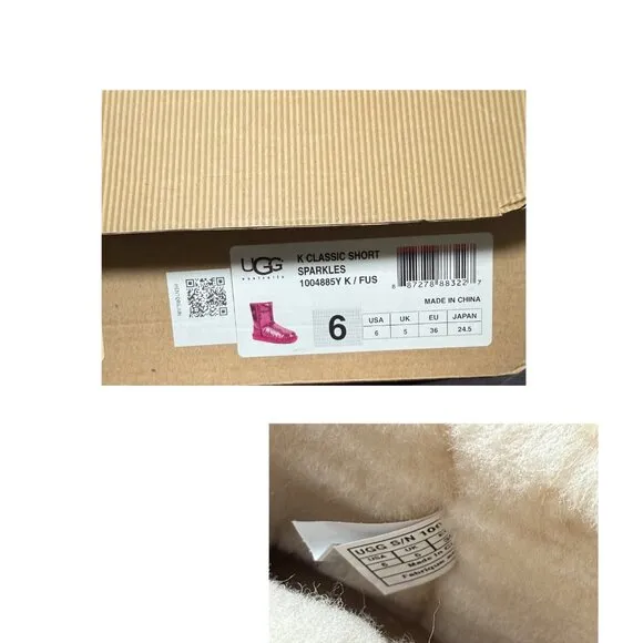 UGG Classic Short Sparkles Boots - Fuchsia - Size 6 - NIB