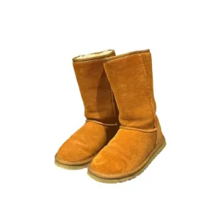 UGG Classic Tall 5815 Short Suede Logo Chestnut. Pre-owned. Size US W6