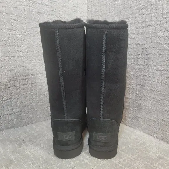 UGG Classic Tall II Women's Size 5 US Black Suede Sheepskin Boots 1016224 NEW