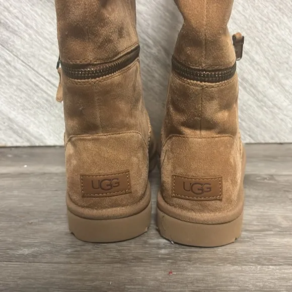 UGG | Classic Ultra Tall Boots In Chestnut With Zipper Details NEW Size 6