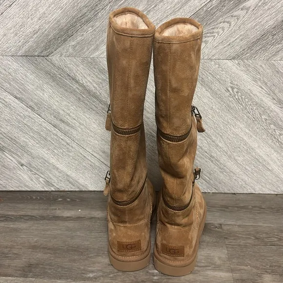 UGG | Classic Ultra Tall Boots In Chestnut With Zipper Details NEW Size 6