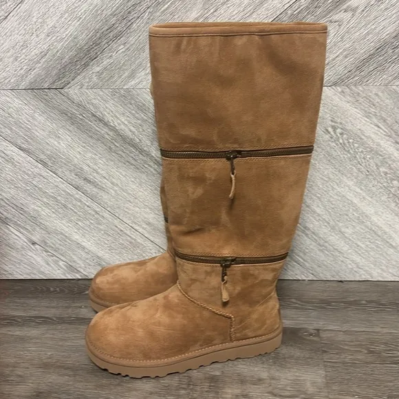 UGG | Classic Ultra Tall Boots In Chestnut With Zipper Details NEW Size 6