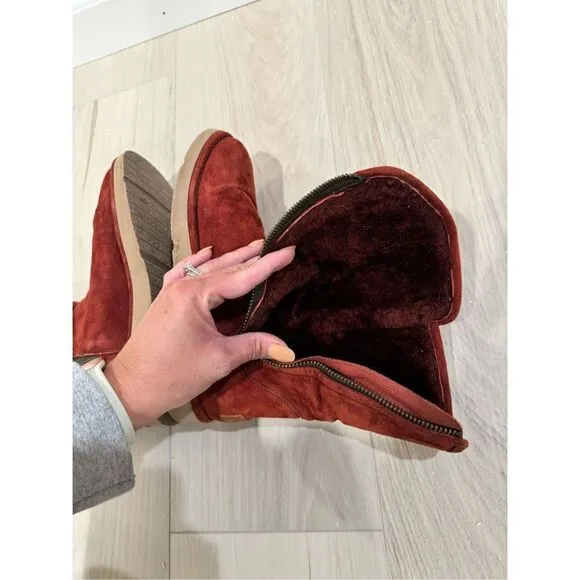 UGG COLLECTION ABREE SUEDE WOMEN SHORT BOOTS RUST US 6