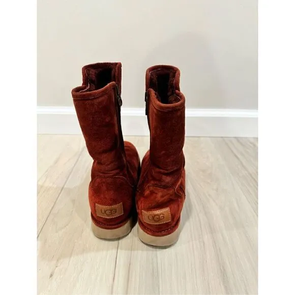 UGG COLLECTION ABREE SUEDE WOMEN SHORT BOOTS RUST US 6