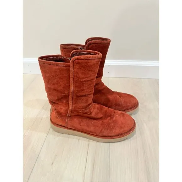 UGG COLLECTION ABREE SUEDE WOMEN SHORT BOOTS RUST US 6