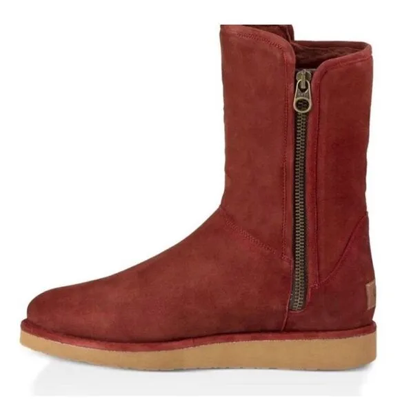 UGG COLLECTION ABREE SUEDE WOMEN SHORT BOOTS RUST US 6