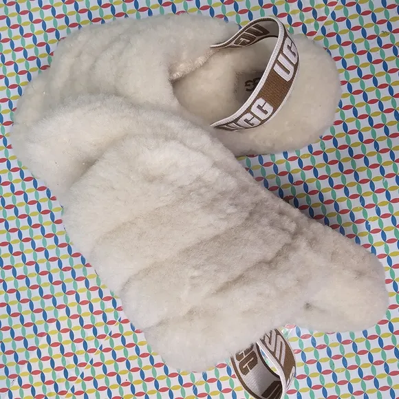 UGG Cream Sandals Plush Slip-On Comfort