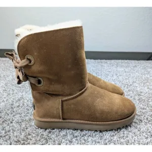 UGG Customizable Bailey Bow Short Boots Women's 8 Chestnut Bow