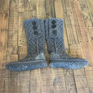 UGG Dark Gray Cardy Lattice Knit Tall Boots Size 6