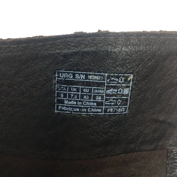 UGG Dayle Riding Tall Distressed Leather Western Boots Brown Women's Size 9