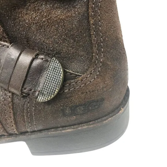 UGG Dayle Riding Tall Distressed Leather Western Boots Brown Women's Size 9